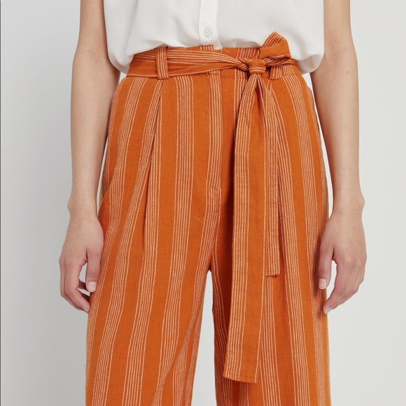 FRANK & OAK Linen Striped Wide-Leg Pants - Picture 1 of 8